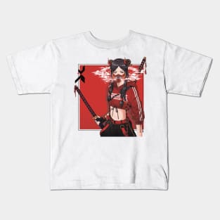 Japanese Samurai Girl Kids T-Shirt